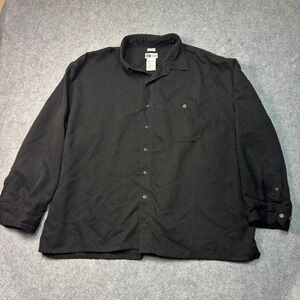 Untied Sueded Shirt Mens 3XL Black Casual Chest Pocket Long Sleeve Button Up
